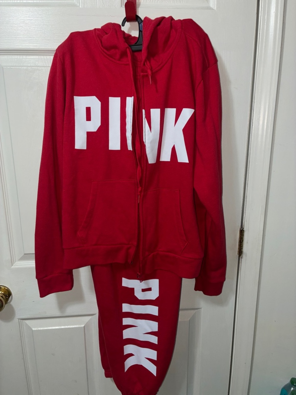 PINK Victoria's Secret Red Track Joggers Set